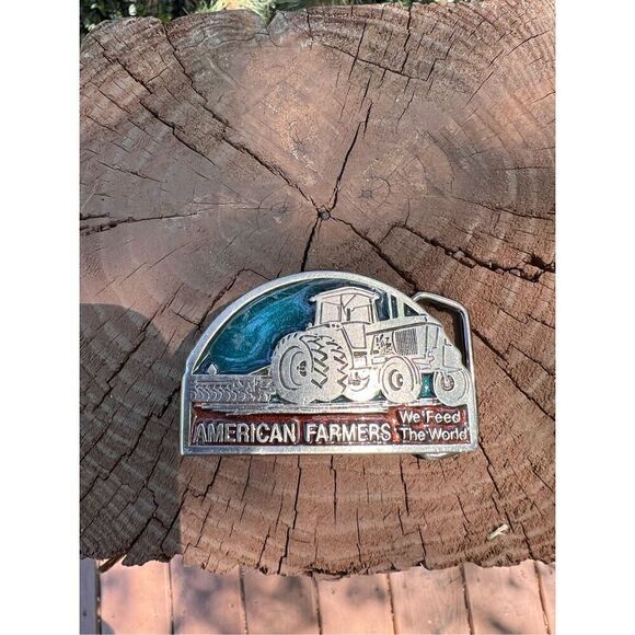 Vintage 1970s Farmer Belt Buckle - Picture 1 of 3